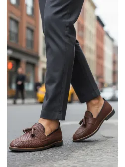 Mocasini barbati maro, tapla subtire, piele eco, comozi 12217 N15-3